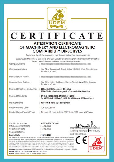 Certificado CE para enrolladores y desenrolladores